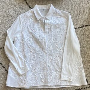 Milano Classic White Swing Shirt with Floral ribbon design